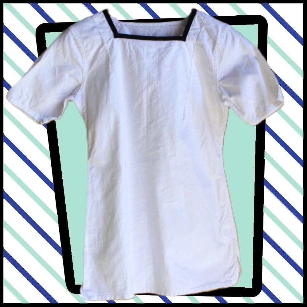 fabulous white tropical flannel (square-rig shirt), a key piece of the Women’s Royal Naval Service (WRNS) uniform