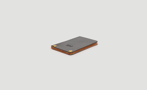Side slit slim leather card holder, Premium handmade, made in United Kingdom, 2 brass chicago screws, Laid flat