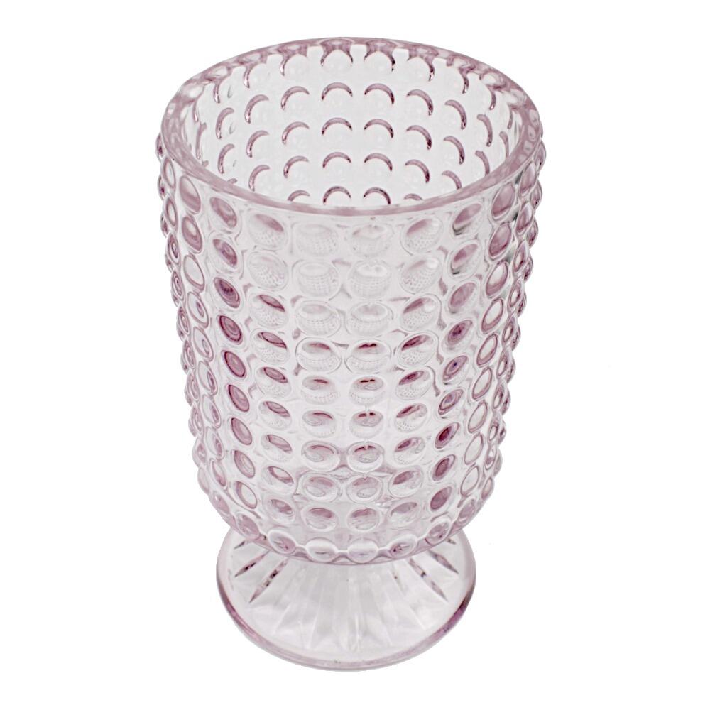 Hurricane vase with pink bubble glass