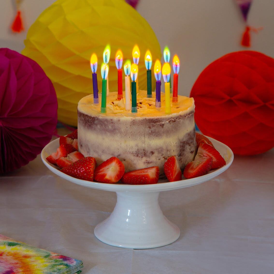 Coloured flame birthday candles