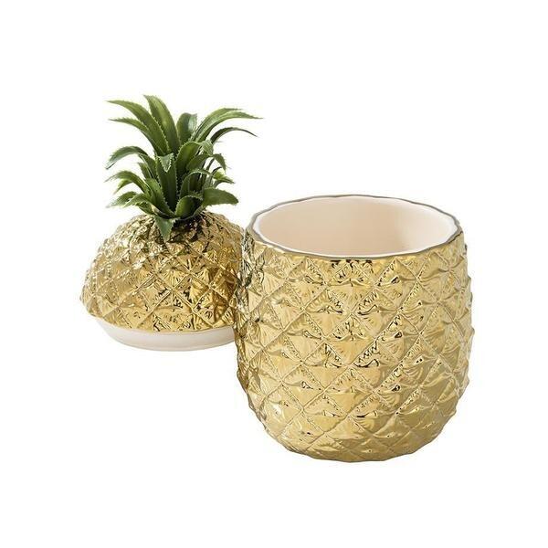 gold pineapple ice bucket with lid off
