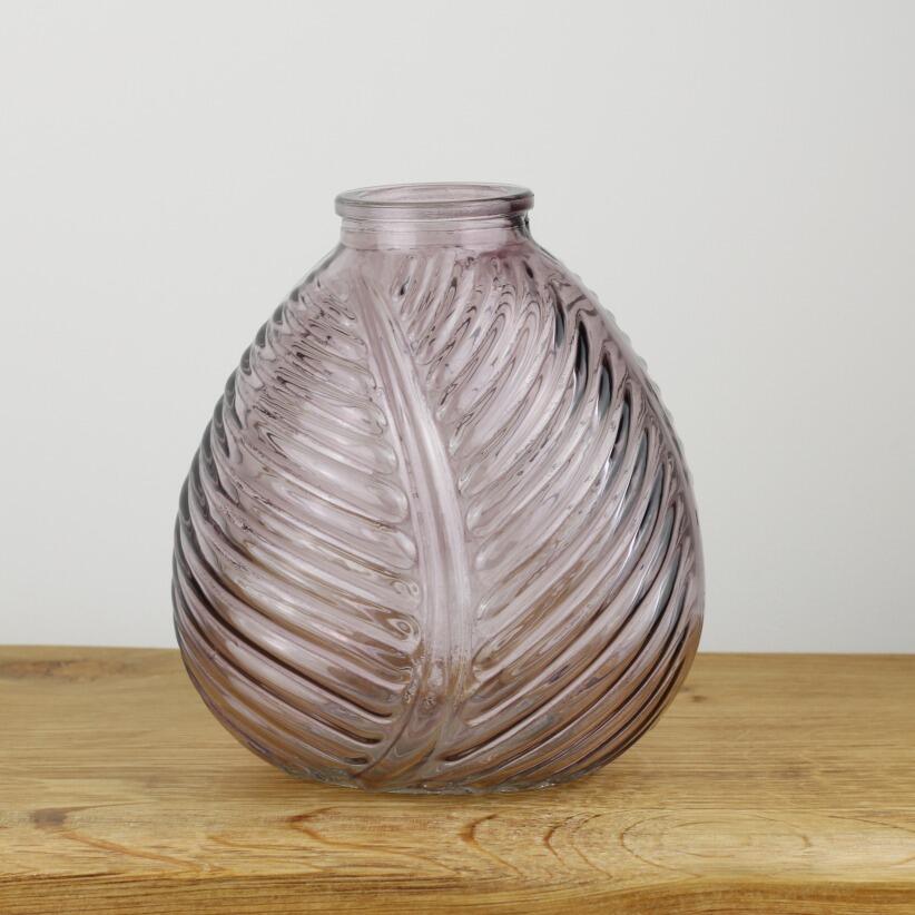 Amethyst bud stem vase with textured leaf design