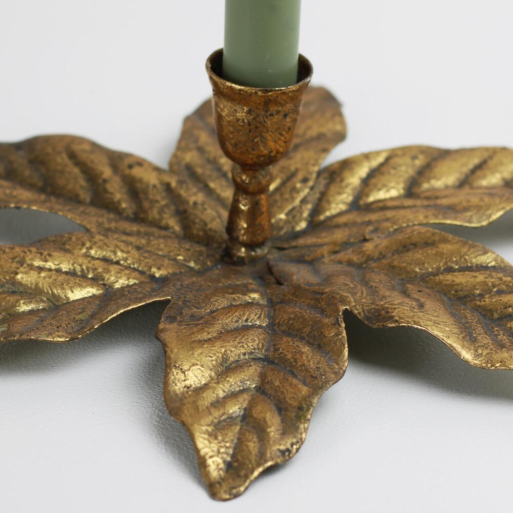 Vintage style golden palm candle holder