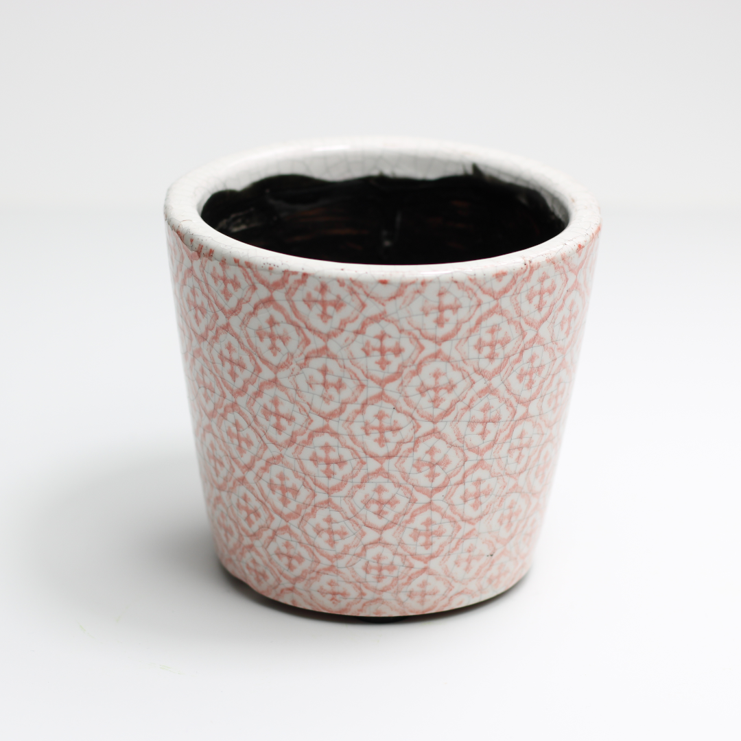 terra cotta mini glazed pot with vintage design