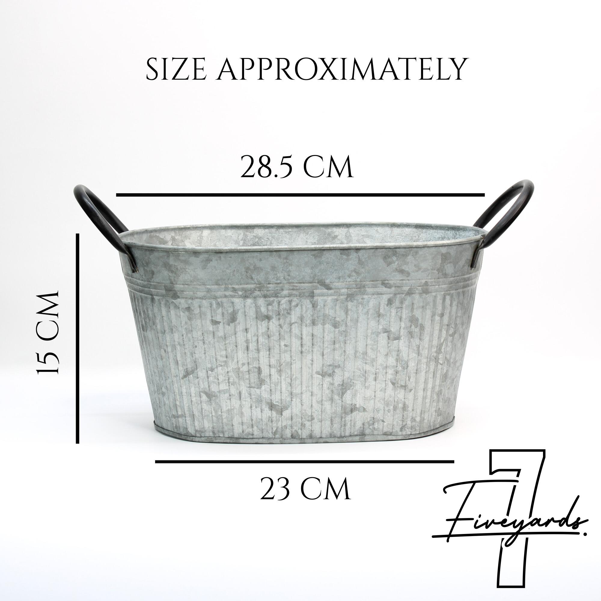 oval zinc planter tub size guide