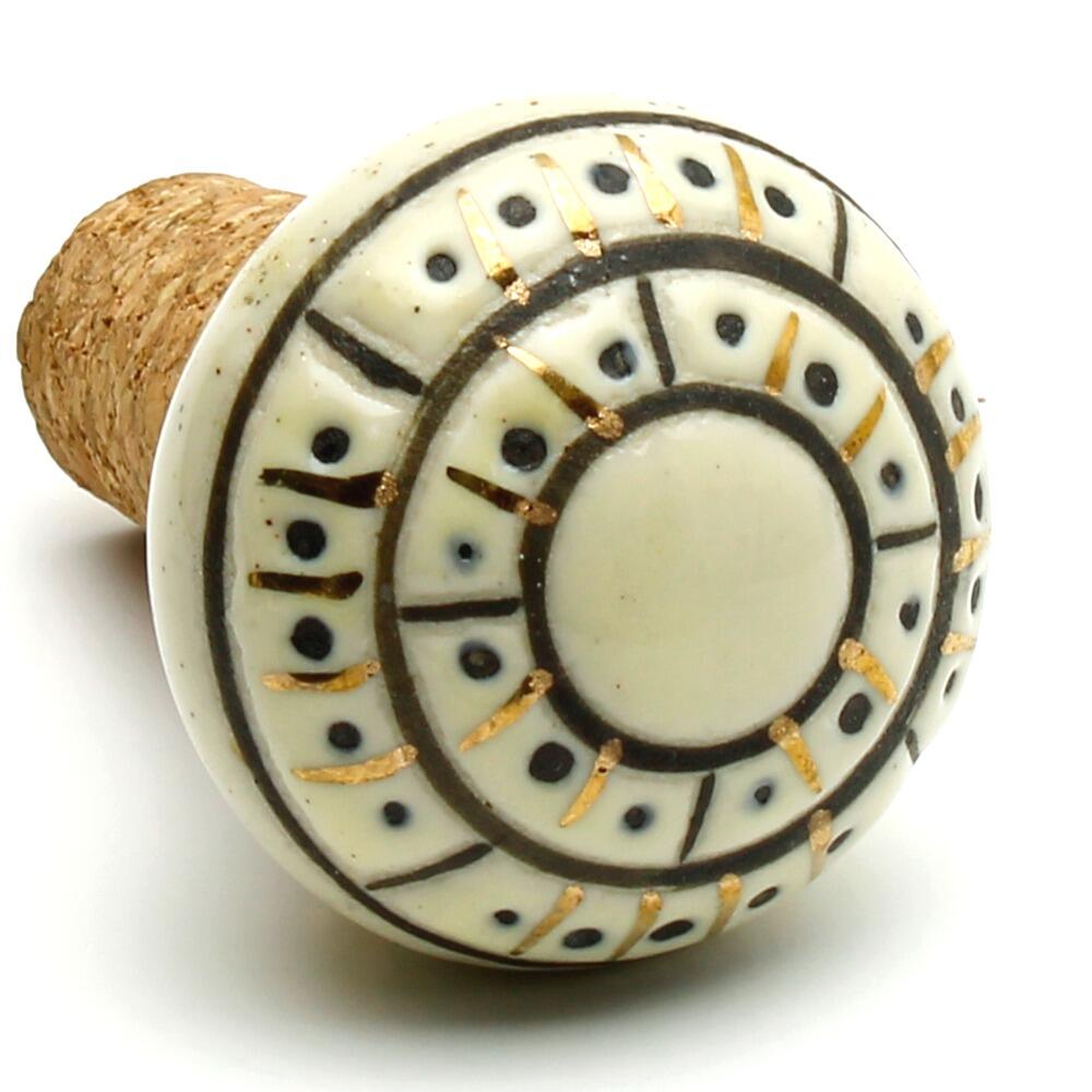 Wine cork with painted ceramic top