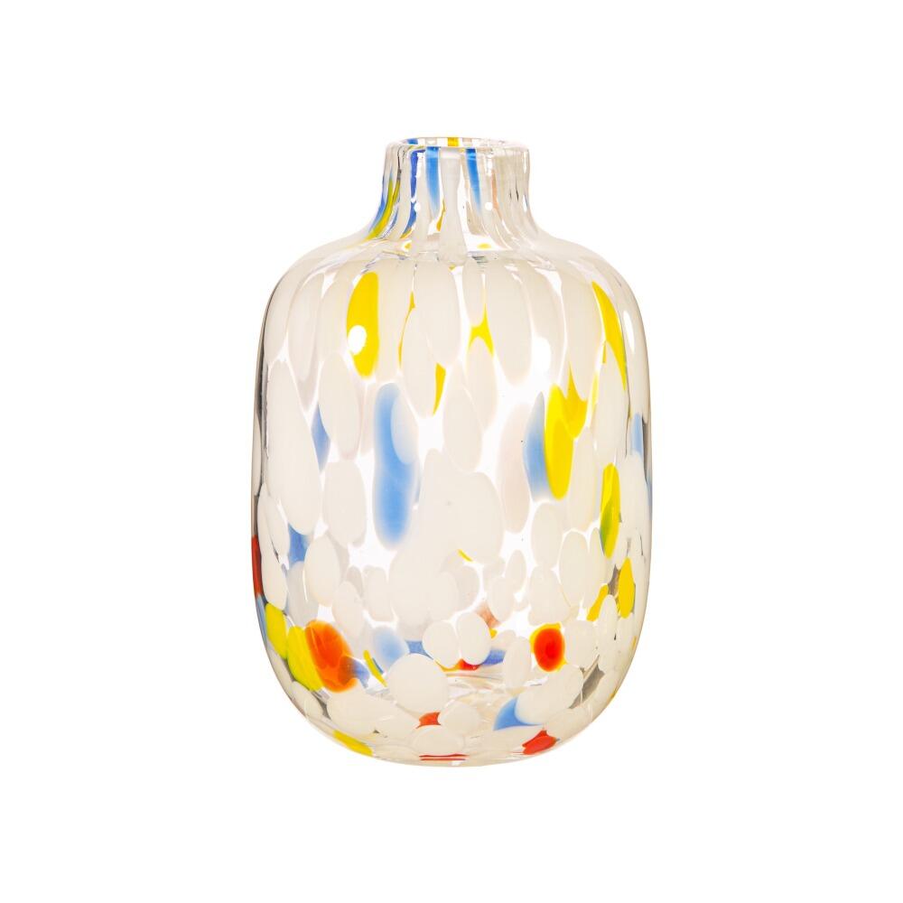Small multicoloured speckled glass vase abstract design