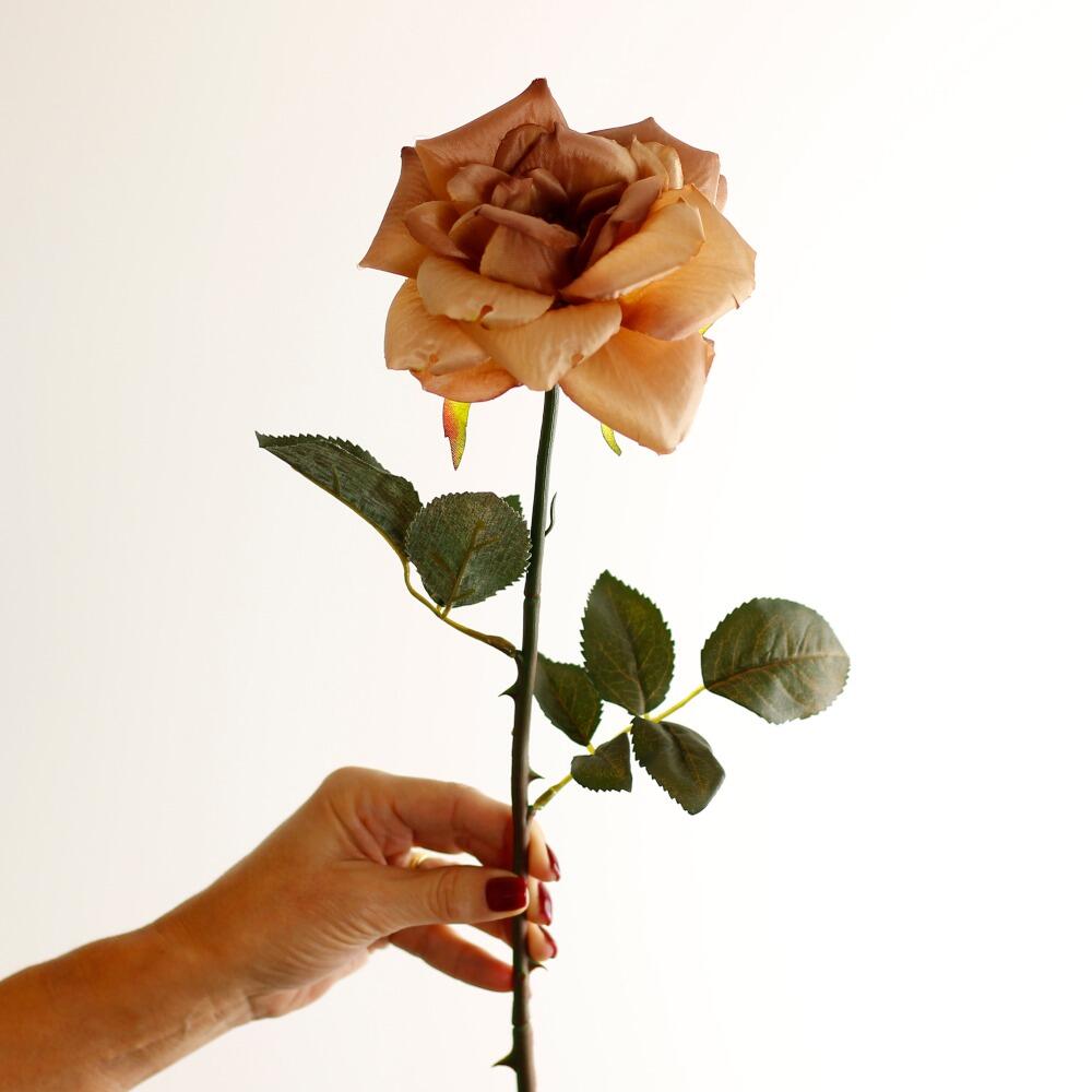Artificial Hallie rose with silk flower petals