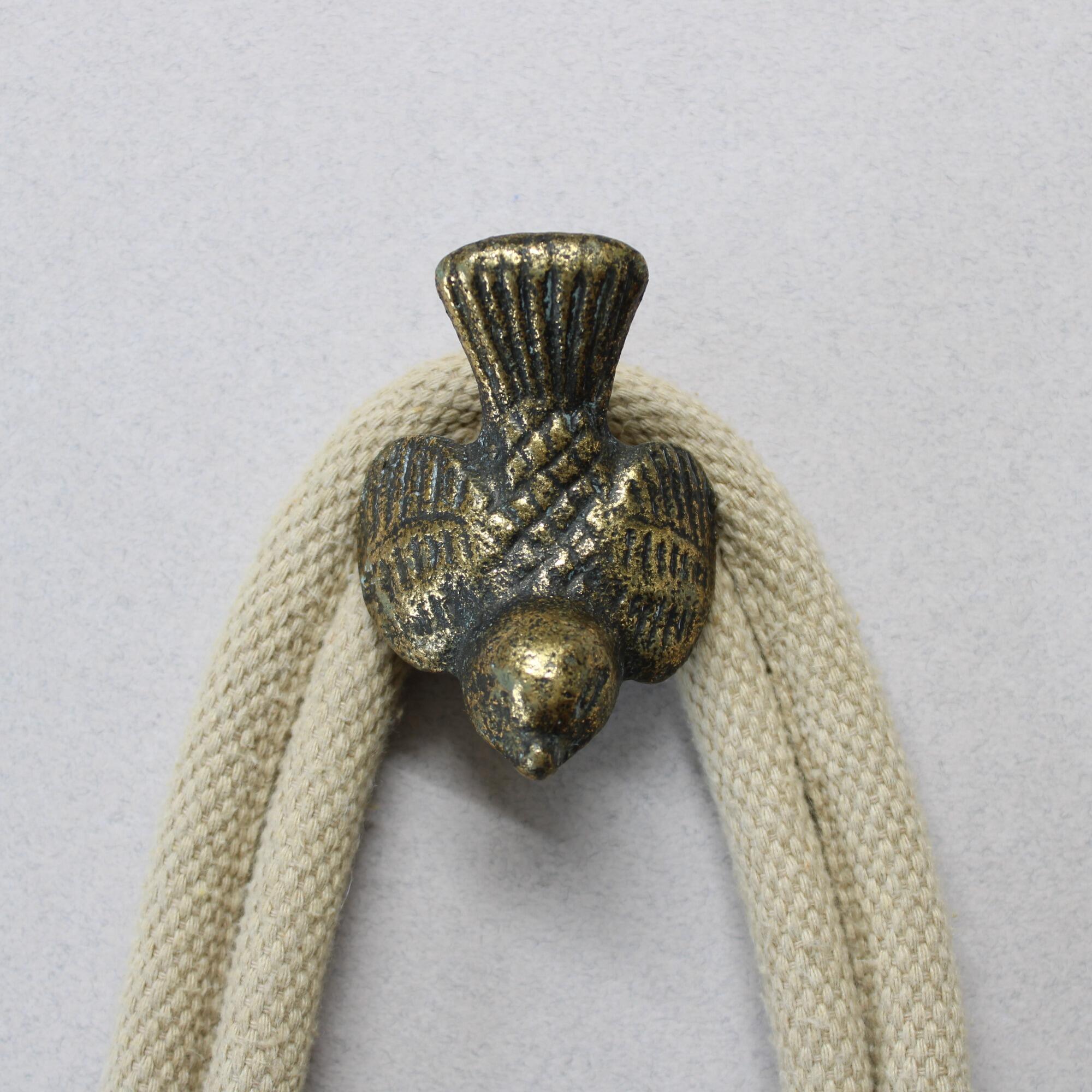 Bird wall hook rustic gold cast metal