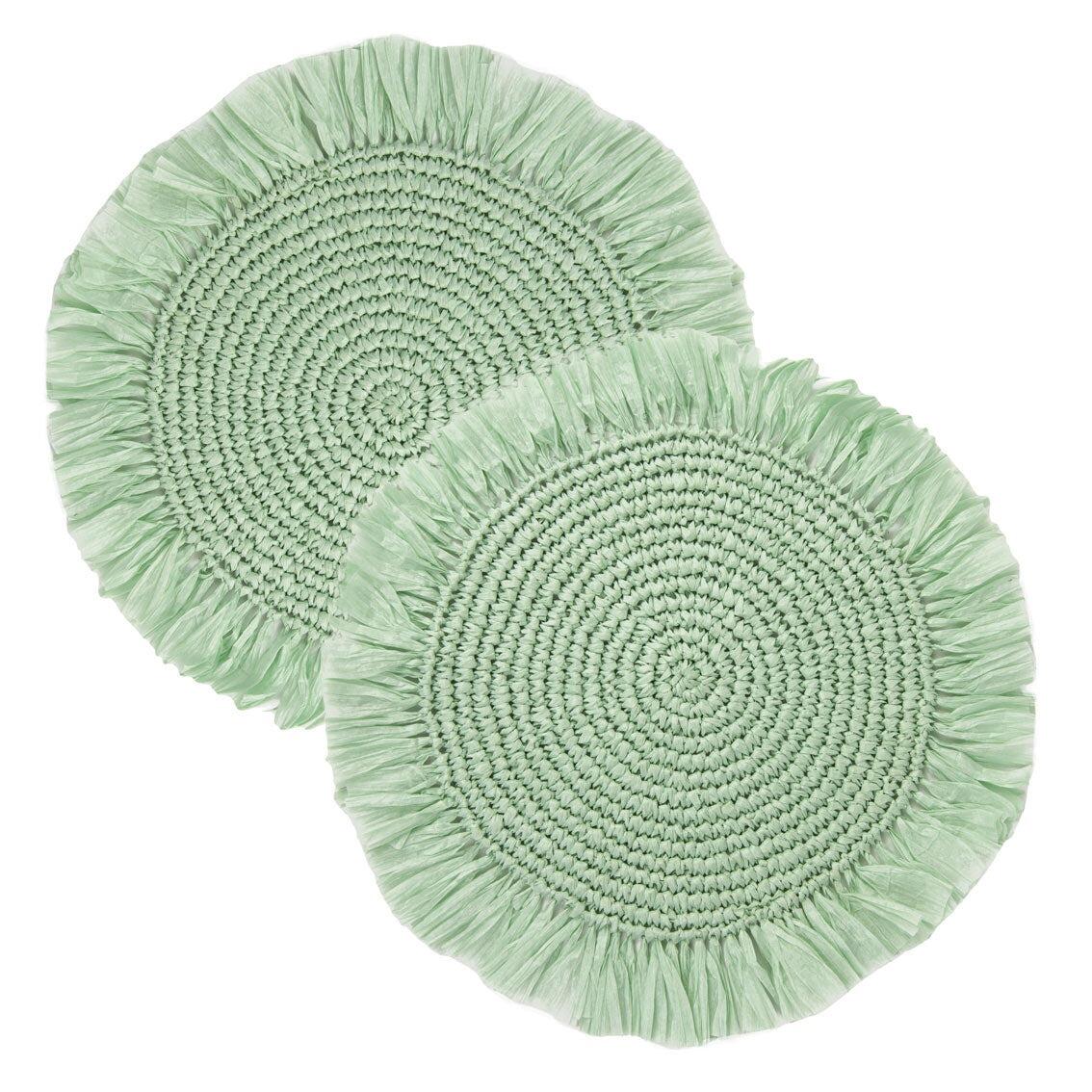 Raffia placemats sage green pack of 2