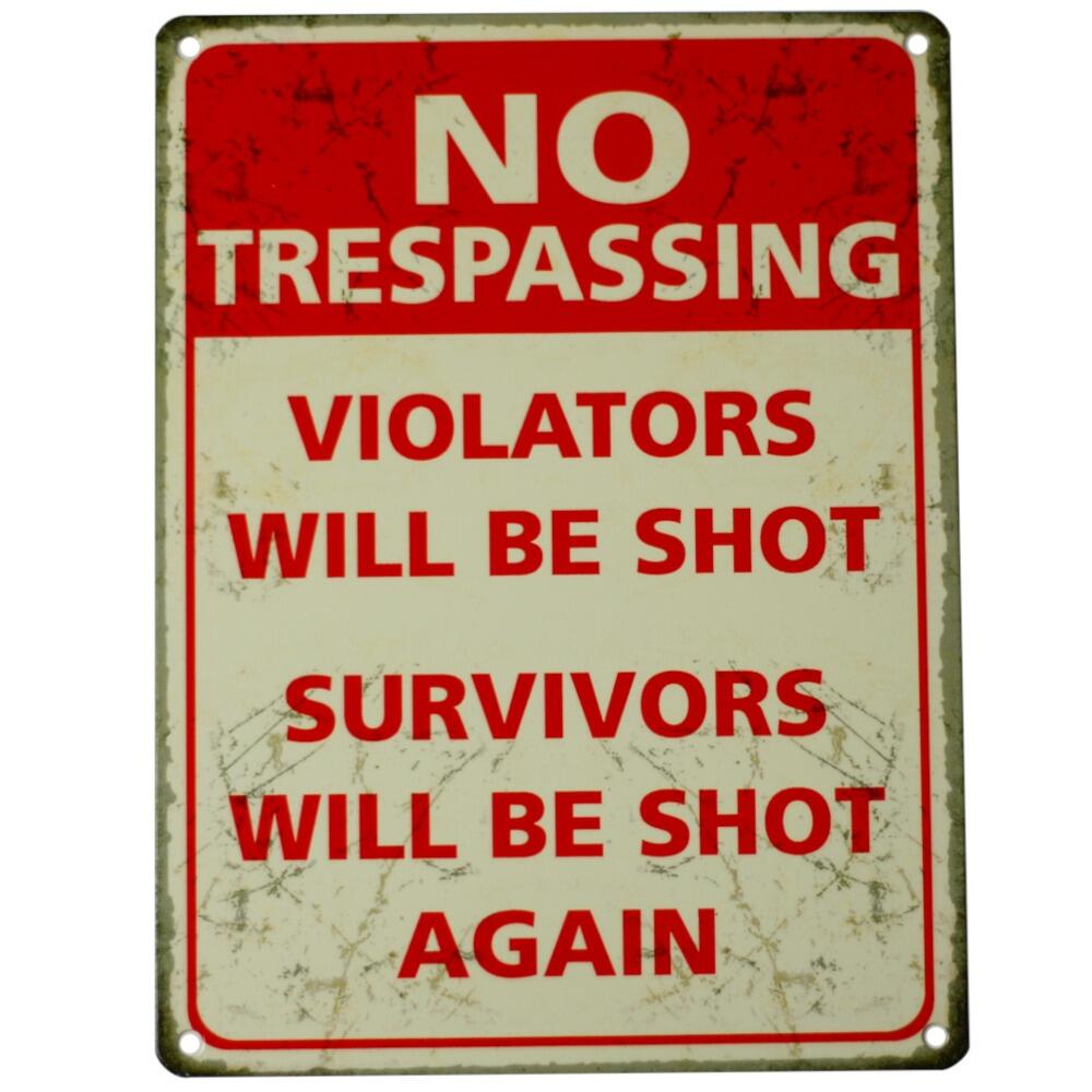 No trespassing vintage retro metal wall sign