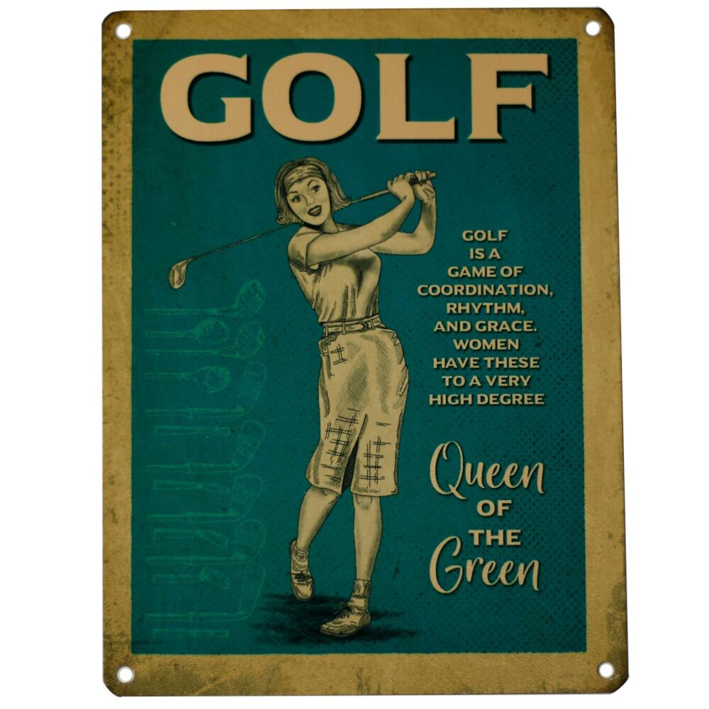 Metal retro women's golf wall sign Queen Of The Green