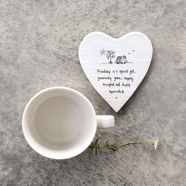 Heart shaped coaster with coffee mug