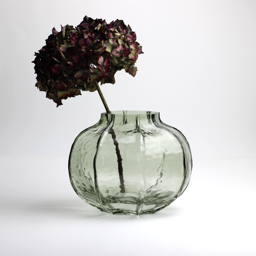 Green glass round vase