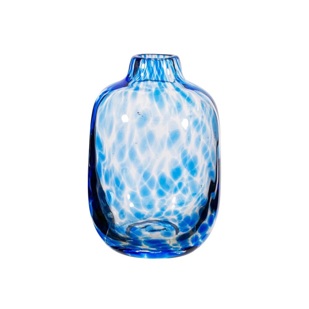 vibrant blue speckled glass vase
