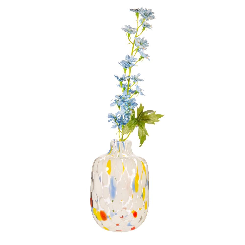Small multicoloured speckled glass vase abstract design