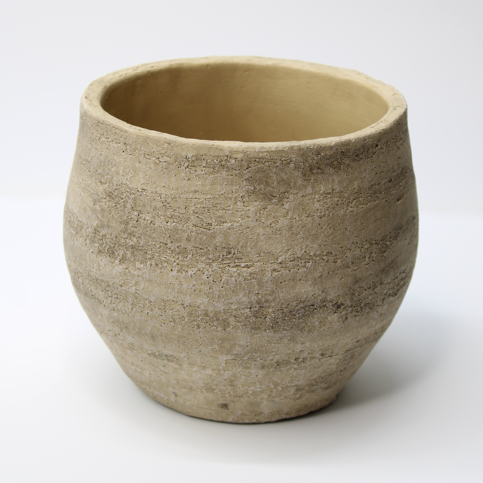 rustic indoor plant pot with textured weathered finish