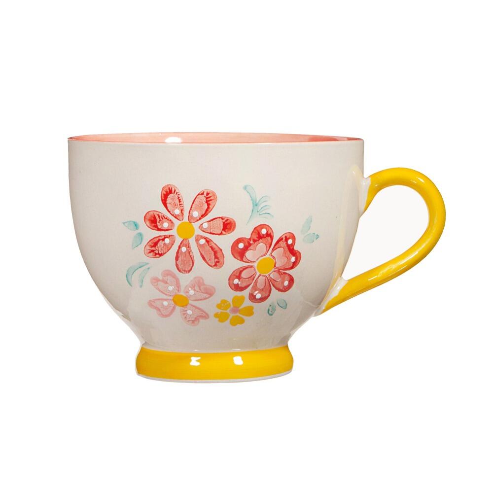 Floral tea cup with quote tea makes everything better back