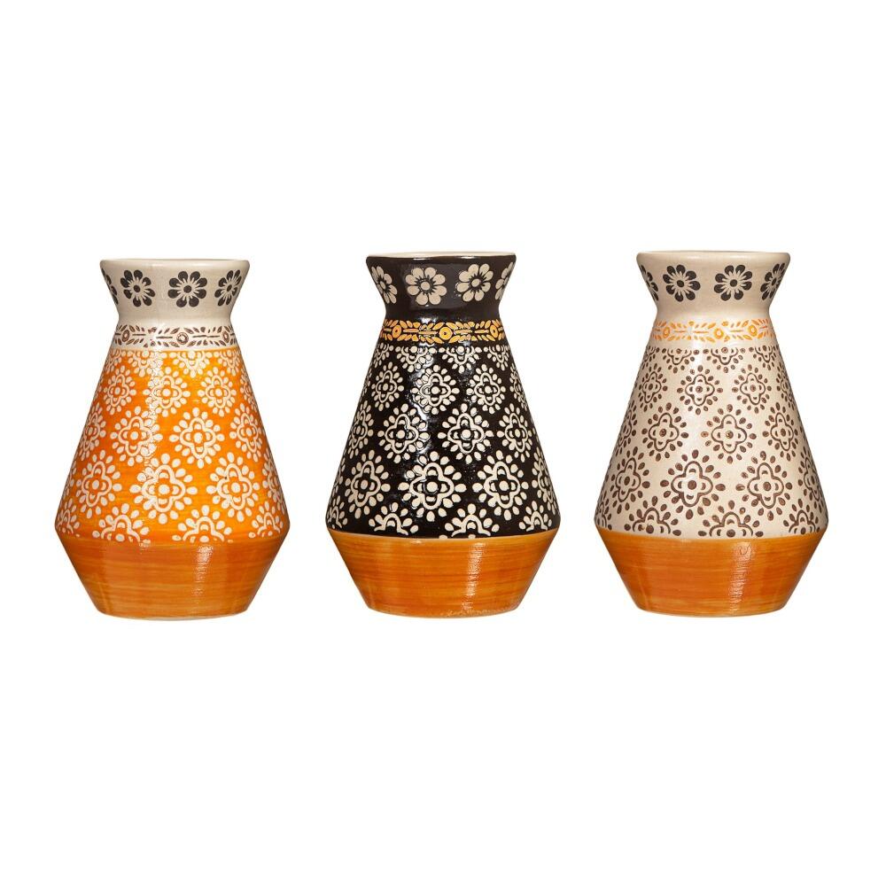 Set of 3 Mini vases with traditional-style geometric pattern