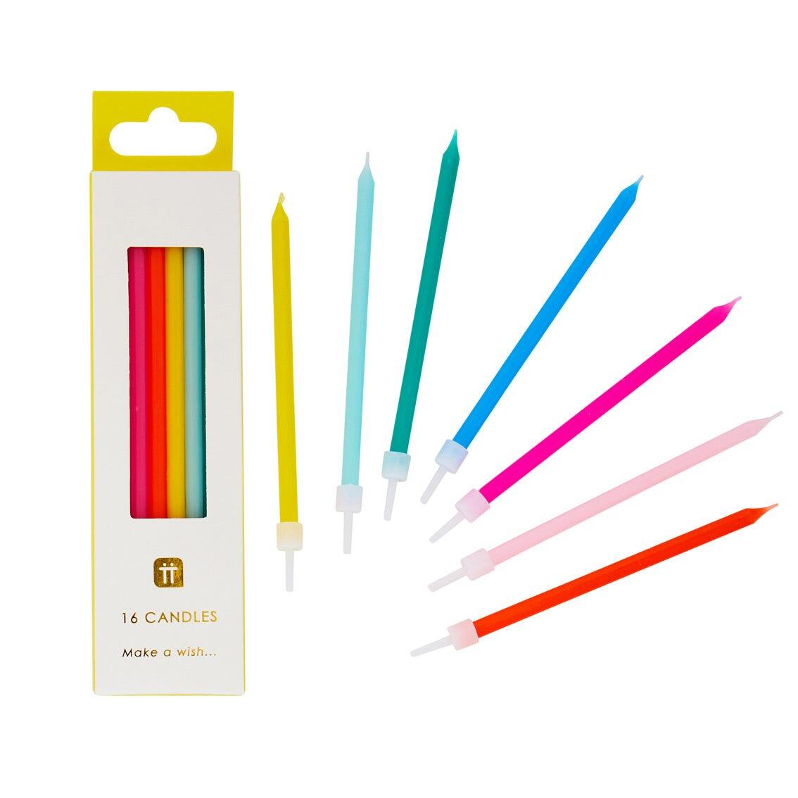 colourful rainbow party candles 10cm