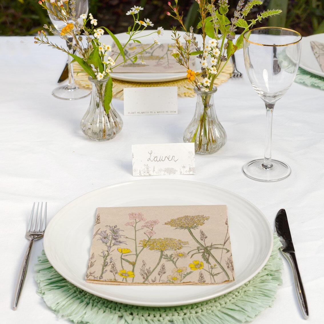 Raffia placemat table setting