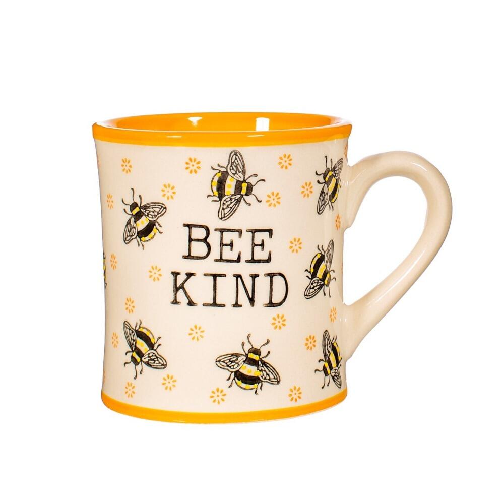 Bee kind yellow mug back