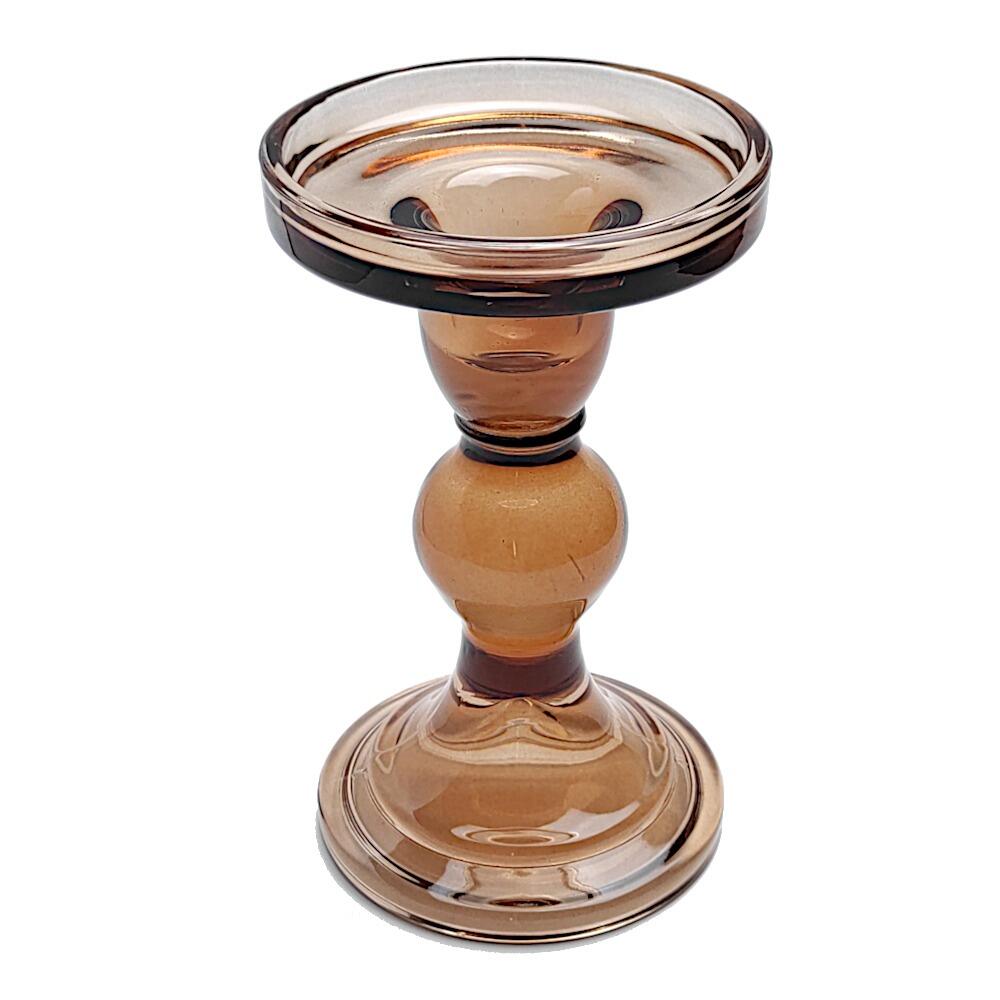 Brown transparent glass candle holder