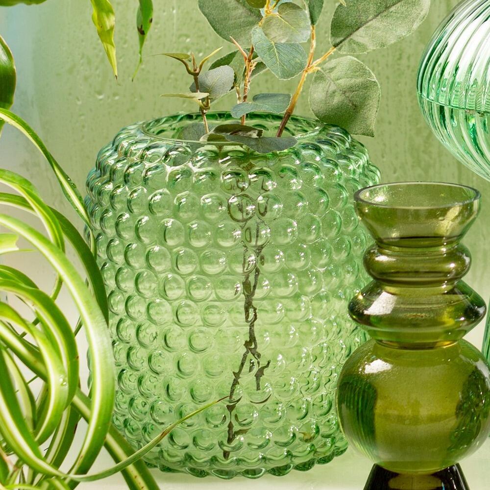 Green glass bobble vase