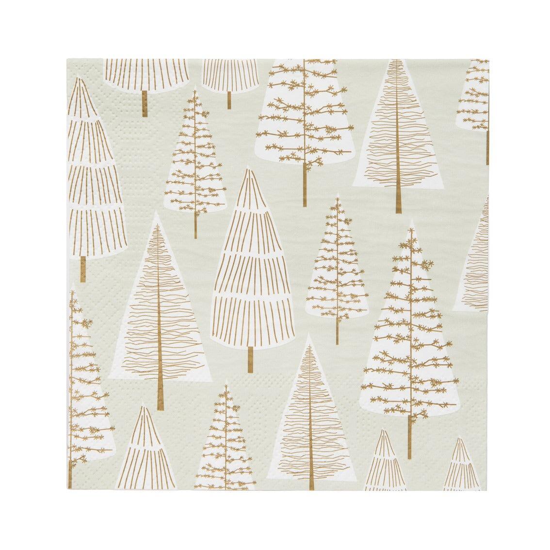 Gold Christmas tree paper party napkins