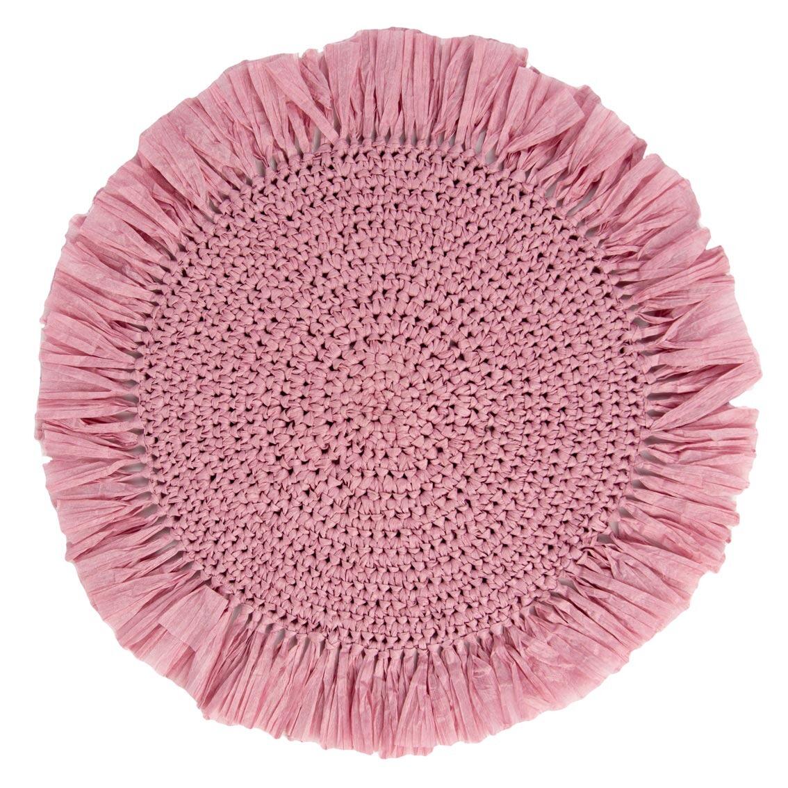 Handcrafted pink raffia placemat