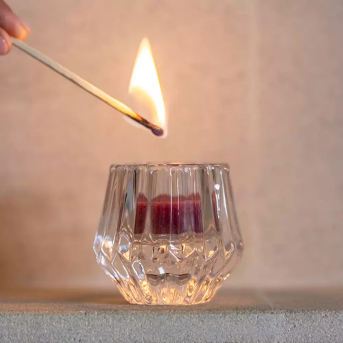 dual tealight taper candle holder with clear glass
