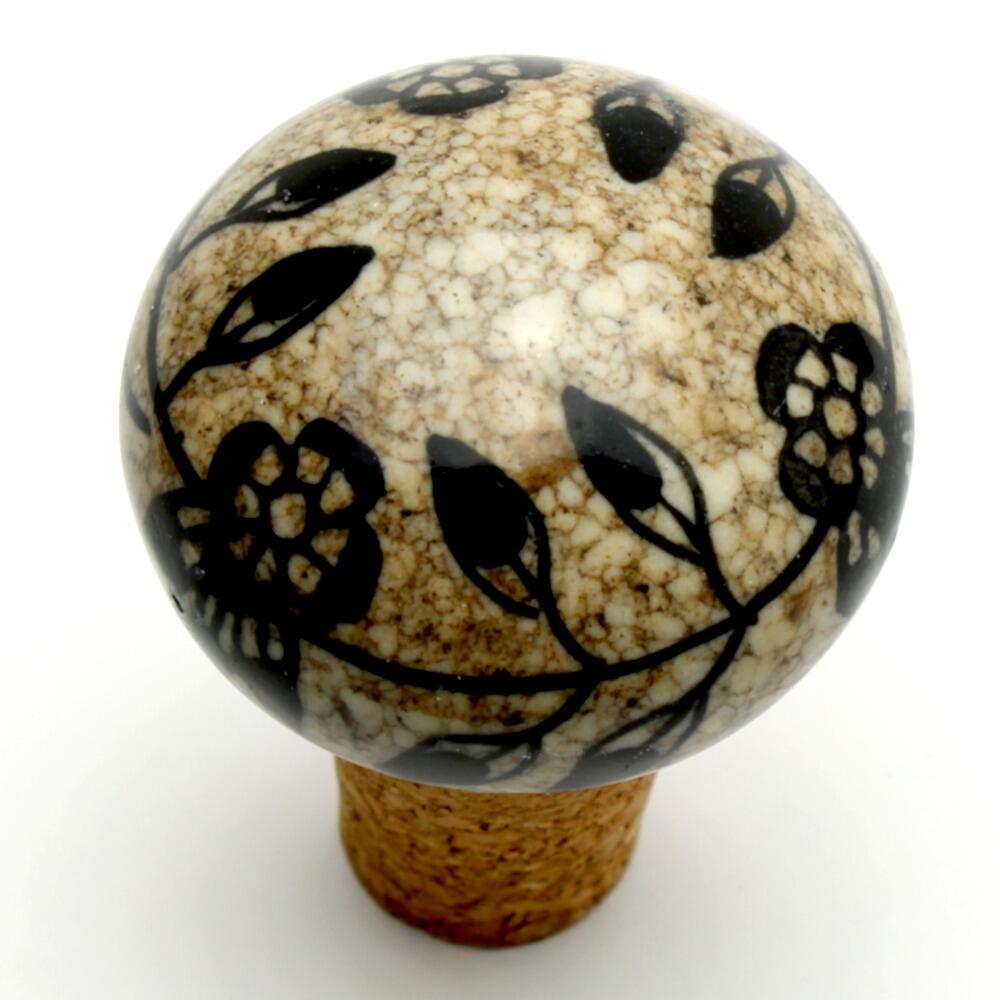 Wine cork with decorative ceramic hand painted top