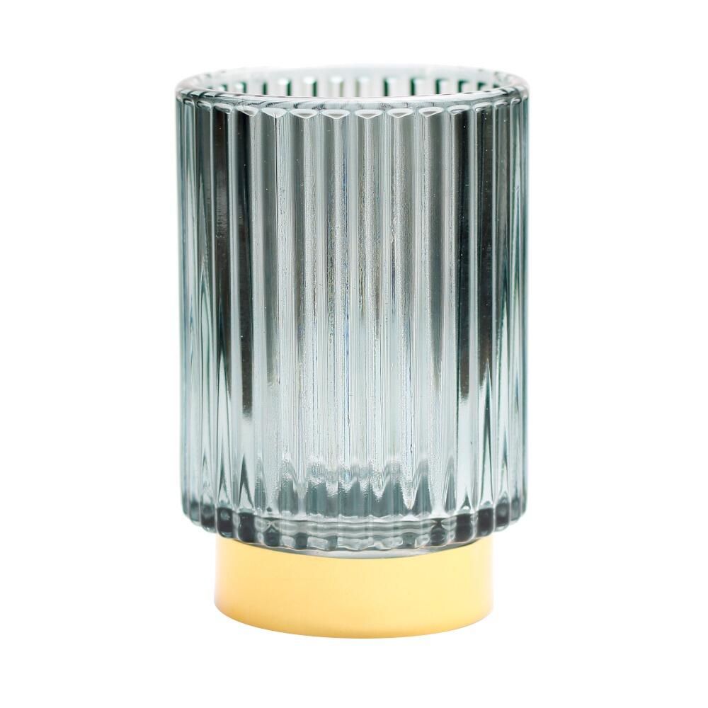 Grey tealight holder with fluted glass