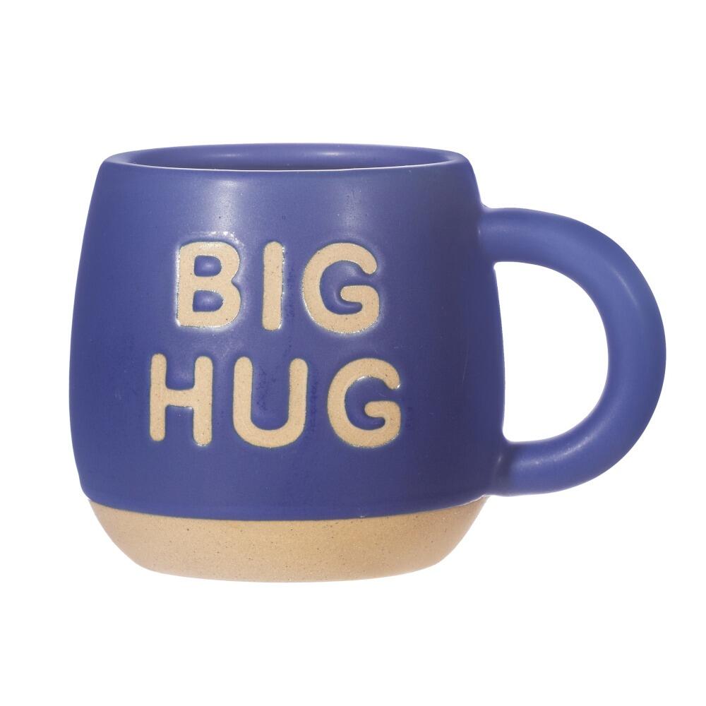 Blue big hug slogan mug back