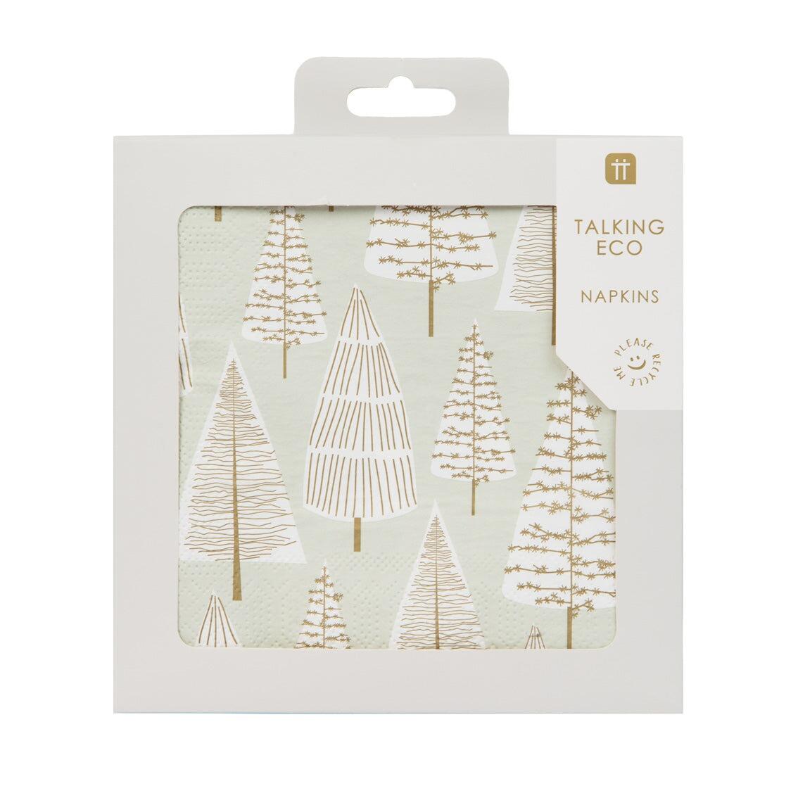 Gold Christmas tree paper party napkins