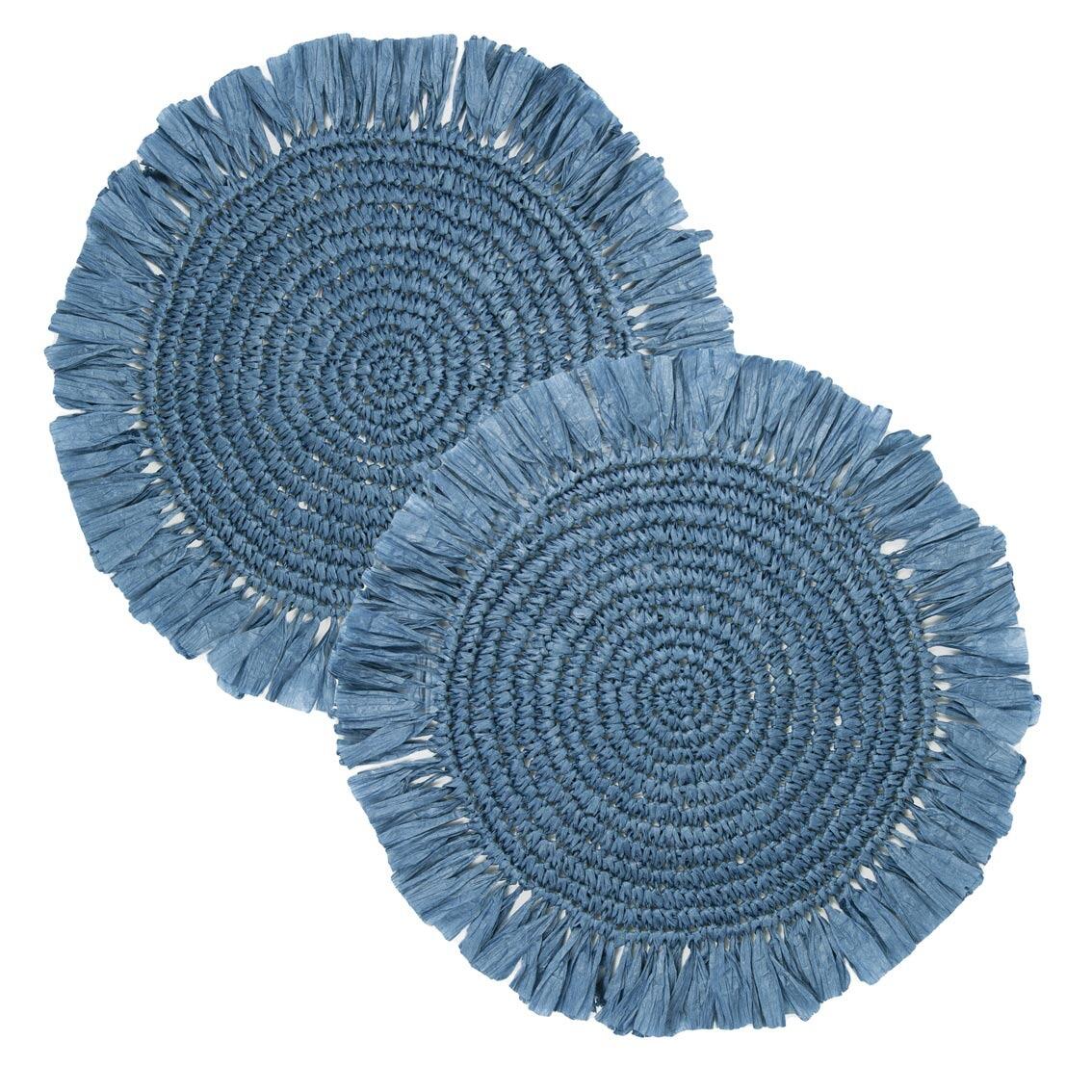 Handmade blue raffia placemats