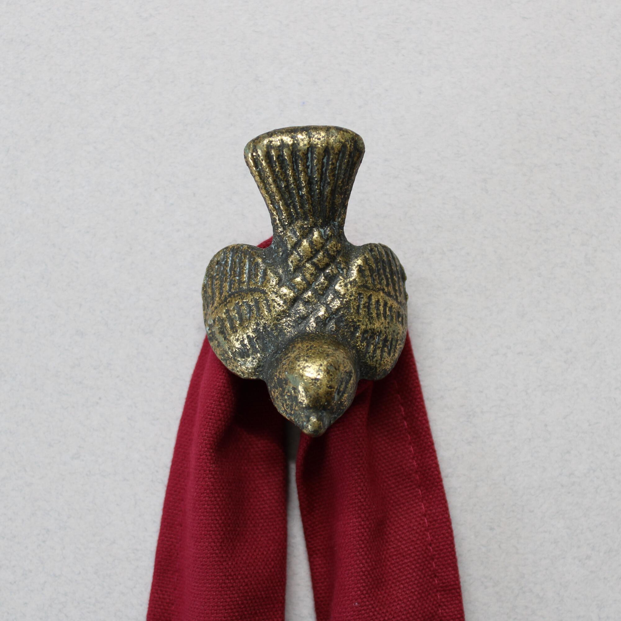 Metal bird wall hook vintage gold