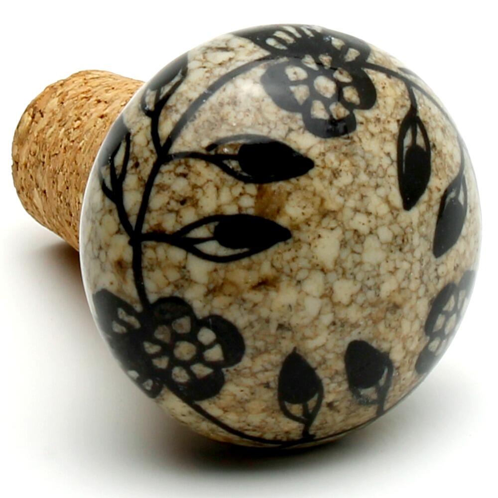 Wine cork with decorative ceramic hand painted top