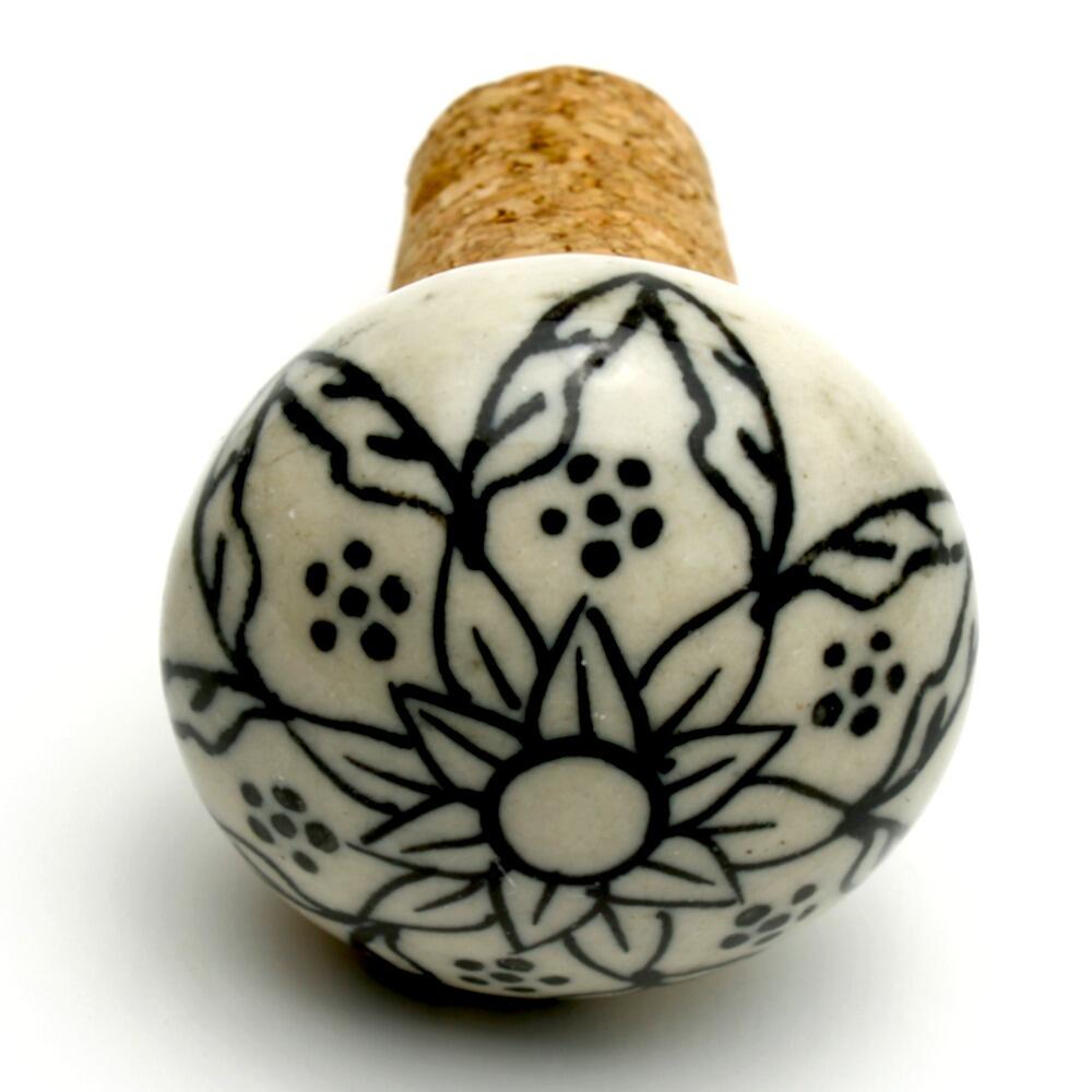 Ceramic hand painted cork bottle stopper
