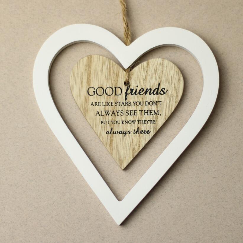 good friends wooden hanging hearts decoration