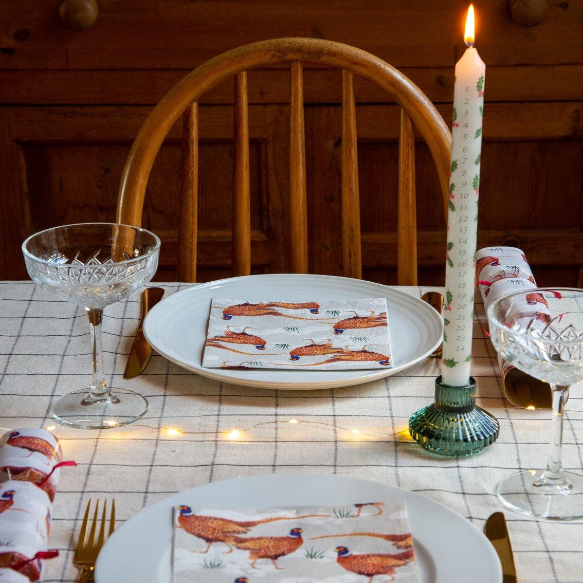 Festive pheasant christmas paper napkins