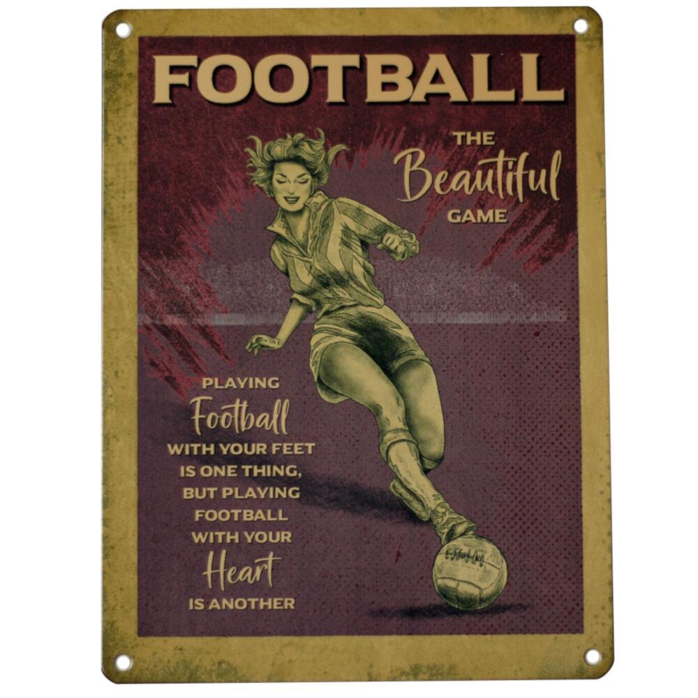 Vintage style women's football wall art the beautiful game