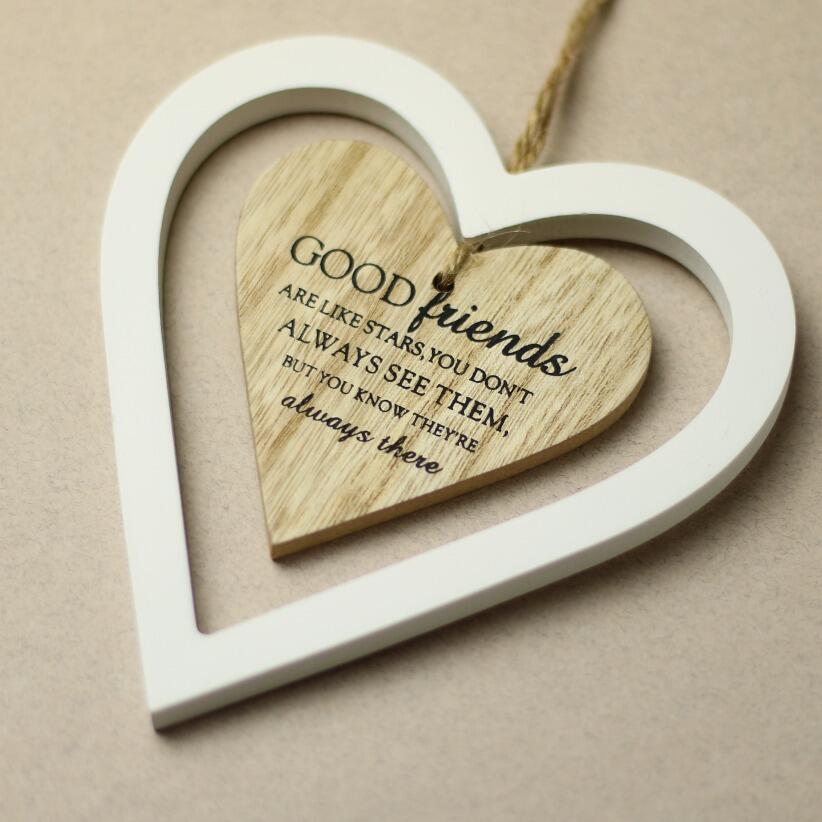 good friends wooden hanging hearts decoration