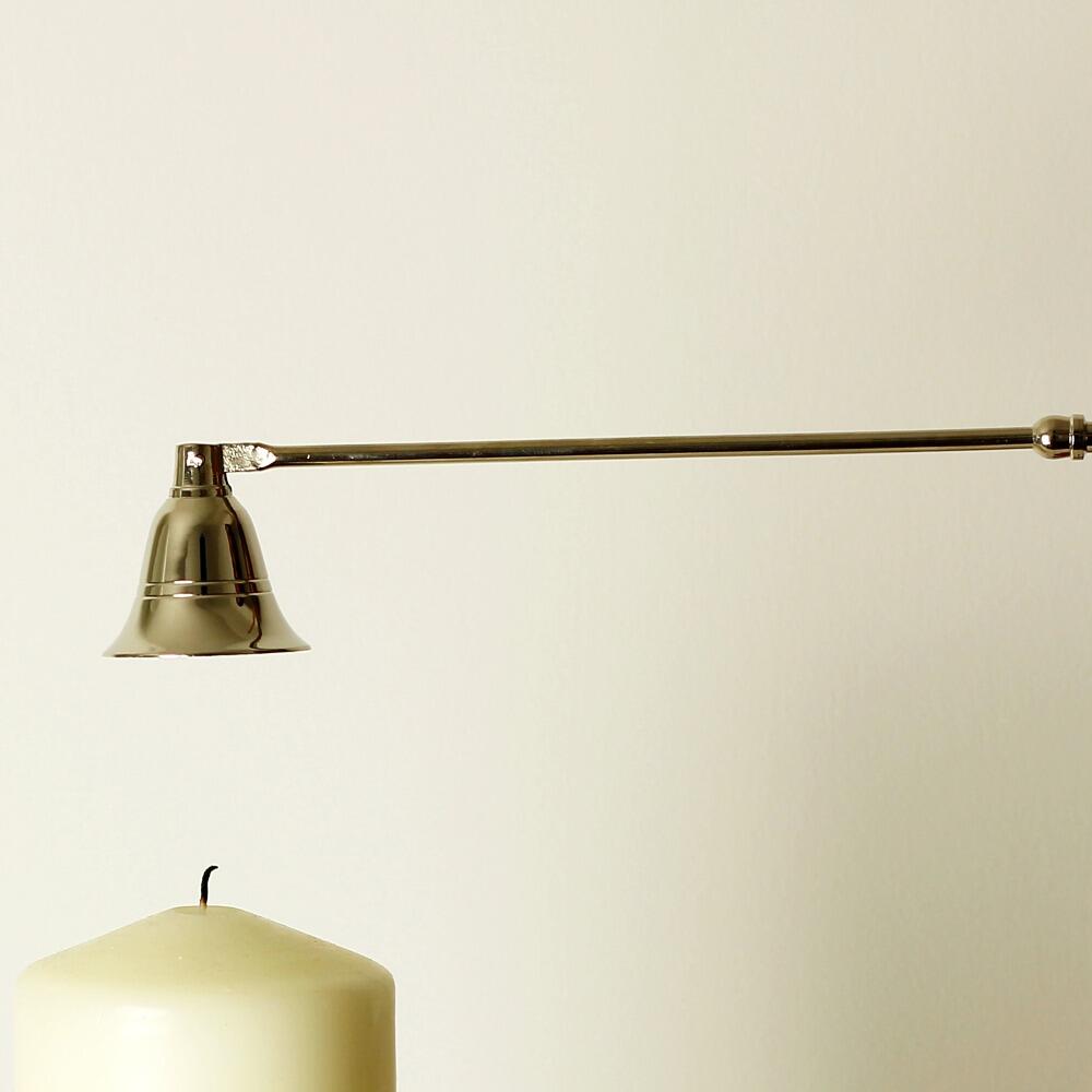 Candle snuffer chrome finish with bell-shaped extinguisher