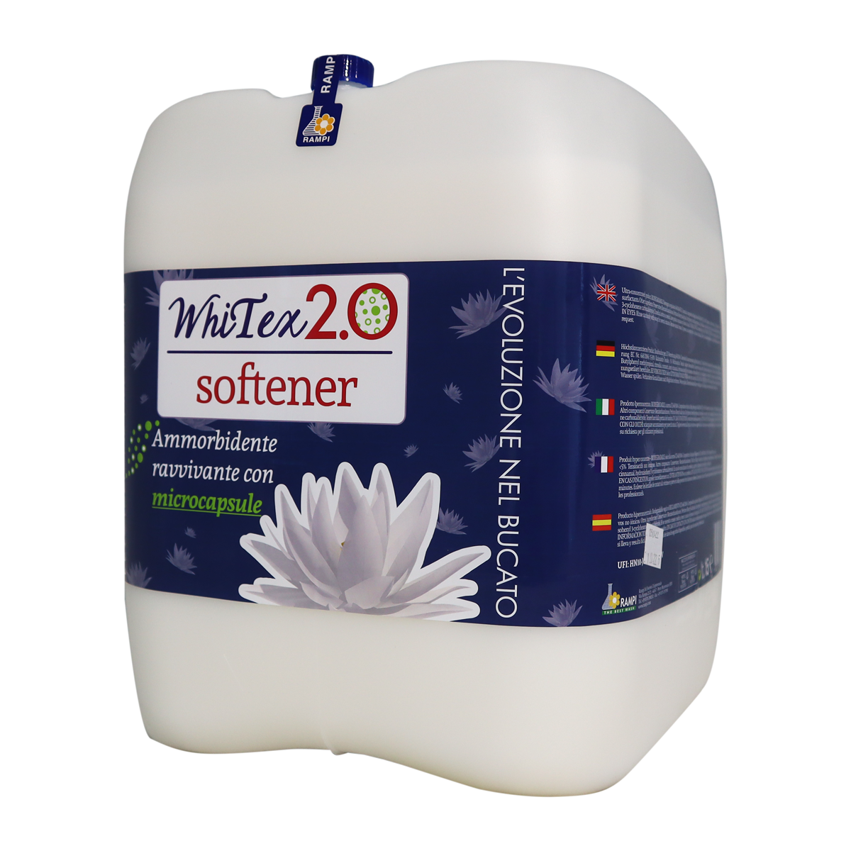 Large drum containing liquid softener from our WhiTex 2.0 range.