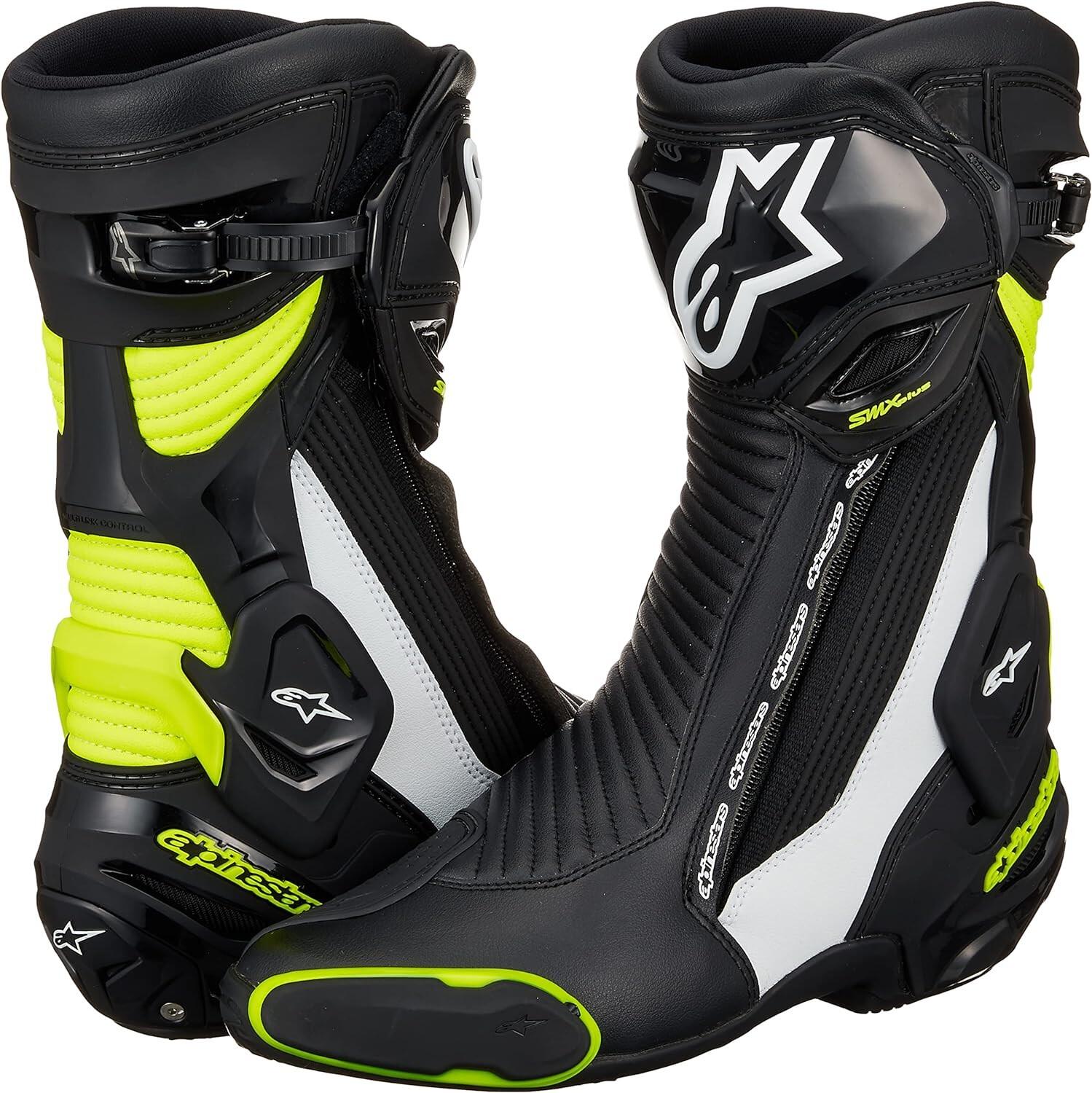 Alpinestars SMX Plus V2 Motorcycle Boots Road Race Black Fluo
