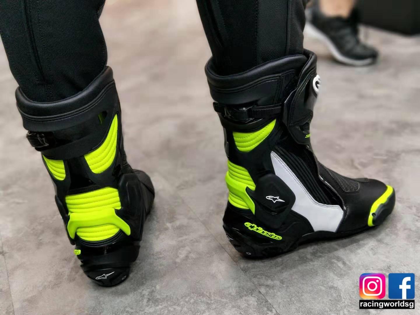 Alpinestars SMX Plus V2 Motorcycle Boots Road Race Black Fluo