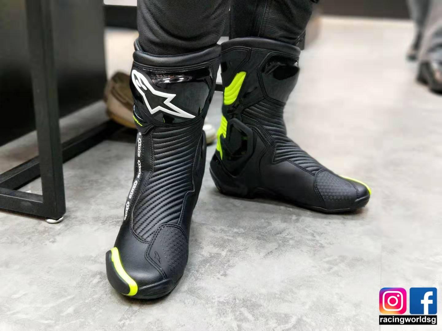 Alpinestars SMX Plus V2 Motorcycle Boots Road Race Black Fluo