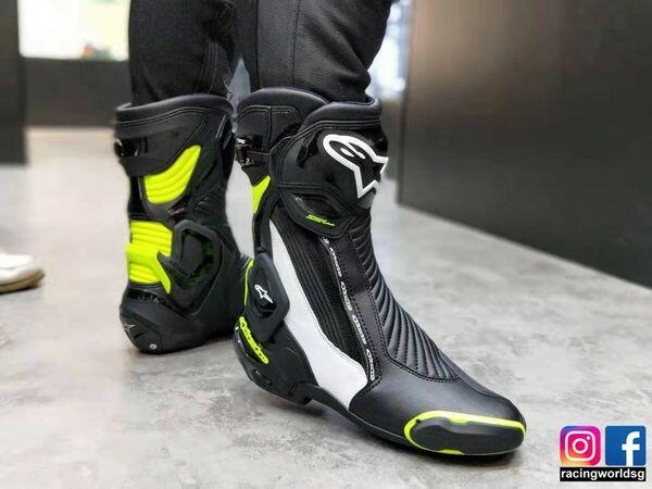 Alpinestars SMX Plus V2 Motorcycle Boots Road Race Black Fluo