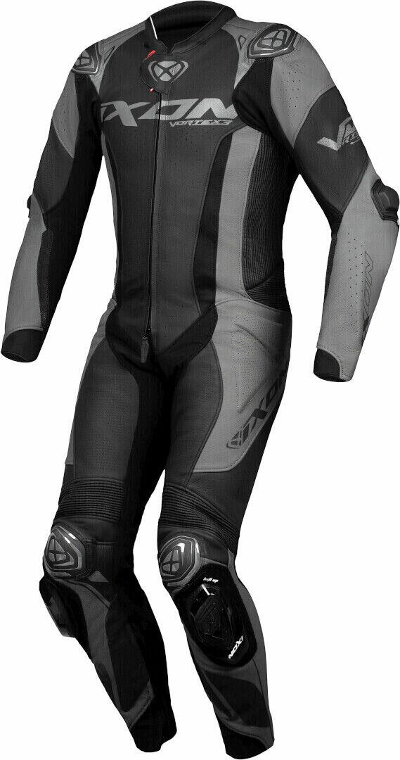 One Piece Leathers Suit Ixon Vortex 3 Race Black Grey Airbag Ready ...